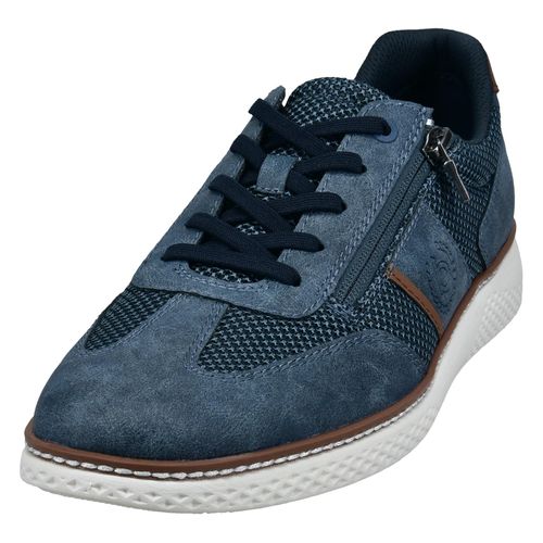 Schnürschuh BUGATTI, Herren, Gr. 41, blau, Lederimitat, Schuhe, Schnürschuh, Freizeitschuh, Halbschuh mit zusätzlichem Reißverschluss