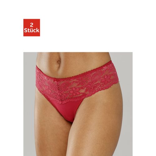 String NUANCE, Damen, Gr. 44/46, rot (2xrot), Spitze, Obermaterial: 85% Polyamid, 15% Elasthan, körpernah, Unterhosen, Dessous mit breitem Spitzenband