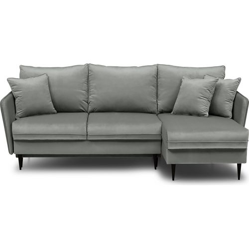 Selsey Eckschlafsofa Volio grau Samt hydrophobe schwarze Beine