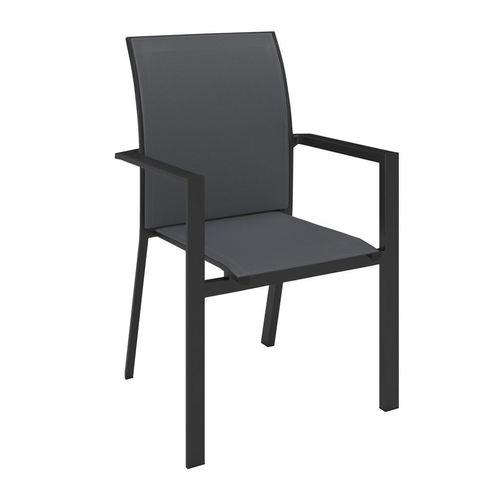 Amatio Stapelsessel, Hellgrau, Dunkelgrau, Metall, Textil, eckig, Flachrohr, 56x88x64 cm, stapelbar, Gartenmöbel, Gartenstühle, Gartenstühle stapelbar