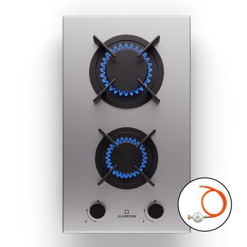 Goldflame Gaskochfeld 2-flammig Messing-Brenner Edelstahl