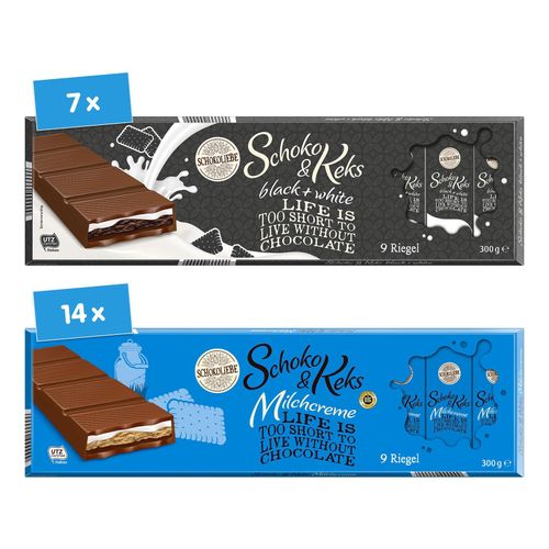 Schokoliebe Schoko & Keks verschiedene Sorten 300 g, 21er Pack