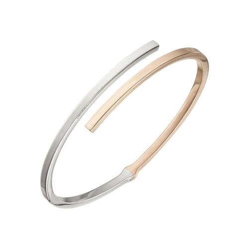 Armreif JOBO, silber (silber 925), Armbänder, Damen, Silber 925 (Sterlingsilber), oval 925 Silber bicolor roségold vergoldet