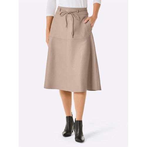 Lederrock MAINPOL, Damen, Gr. 46, beige, 100% Lammnappaleder, unifarben, wadenlang, Röcke