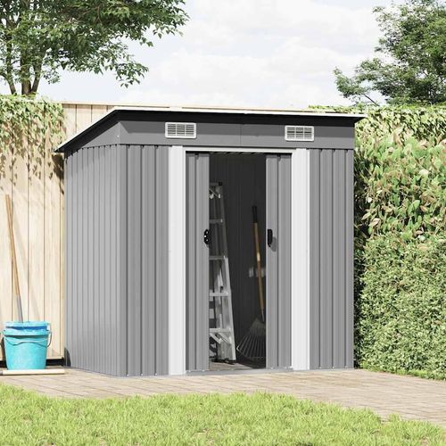 vidaXL Gartenschuppen Grau Metall