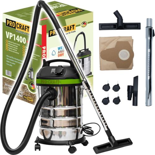 Procraft VP1400 Nass- und Trockensauger 1400 Watt 30 Liter Fassungsvermögen