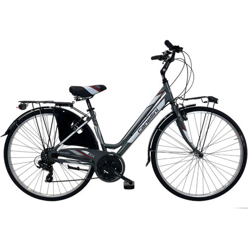 Citybike Fahrrad DEA 21v Canellini 28" - Frau - Titan/Rot