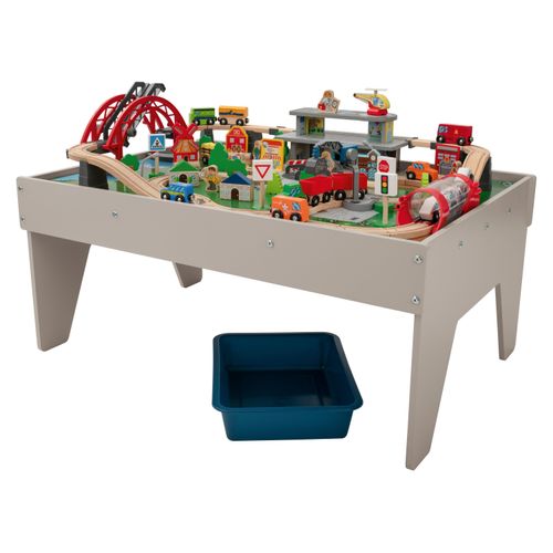 lupilu® Holzeisenbahn Spieltisch, 100-teilig