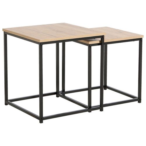 Boxxx Beistelltischset , Schwarz, Eiche Artisan , Metall, Holzwerkstoff , 2-teilig , quadratisch , eckig , 40x37.5x37.5 cm , Wohnzimmer, Wohnzimmertische, Satztische