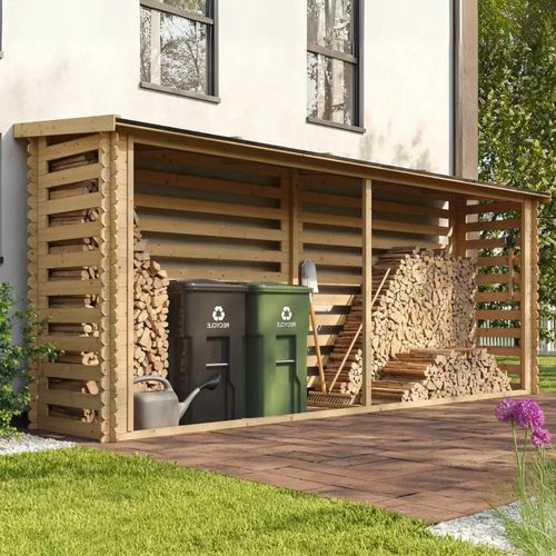 Holz Brennholzregal – 6,7 m3 – B112xL458xH199 cm - TIMBELA M203