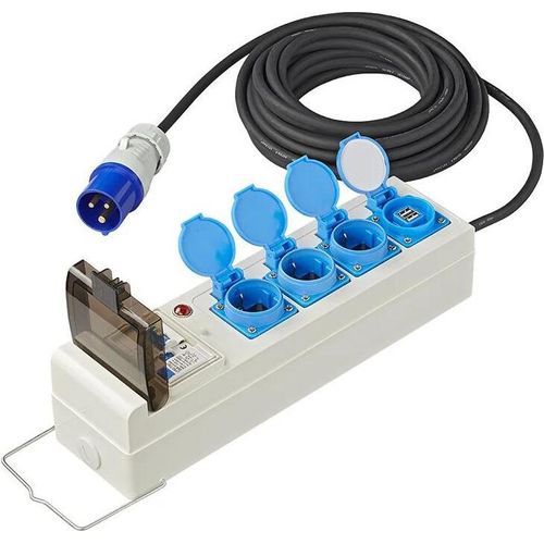 Zelt-/Faltwagen-Steckdose 10M 3x2,5mm² mit MCCB und FI-Schalter + 2xUSB