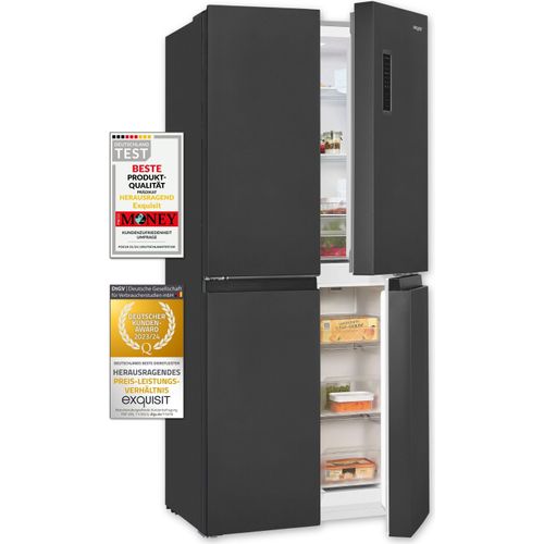 Exquisit Multidoor MD365-125-040D inoxlook-az | No-Frost | Nutzinhalt: 362 L | Schnellgefrieren | Alarm | ECO | 4-Sterne-Gefrieren