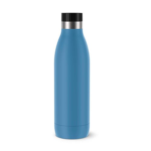 Isolierflasche EMSA "Trinkflasche Bludrop", blau (aqua blau), H:26,1cm, Edelstahl, Trinkflaschen, Edelstahl, Quick-Press Deckel, 360 Trinkgenuss, 12h warm/24h kühl