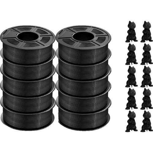 3D-Filament, schlagfest, kompatibel mit den meisten 3D-Druckern, 10KG ABS Schwarz