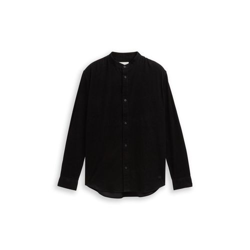 TOM TAILOR DENIM Herren Basic Fit Cordhemd, schwarz, Uni, Gr. M