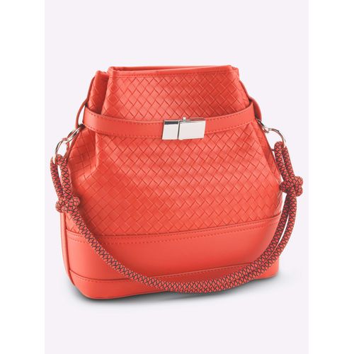 Handtasche HEINE, Damen, Gr. B/H/T: 25cm x 30cm x 11cm, orange (koralle), Metall, Microfaser, Textil, Viskosemischung, unifarben, Taschen