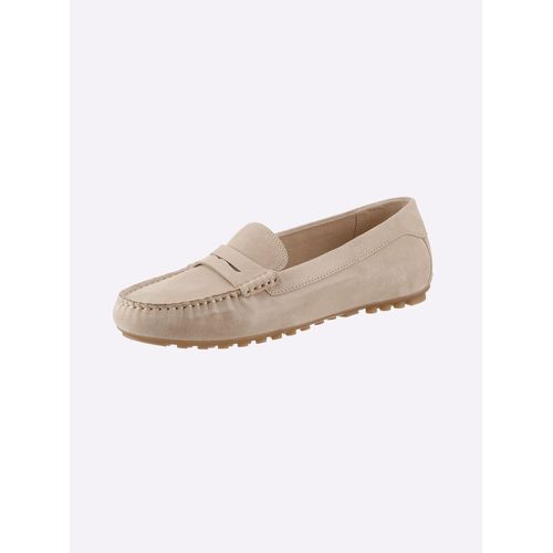 Slipper CAPRICE, Damen, Gr. 39, beige (sand), Veloursleder, Schuhe
