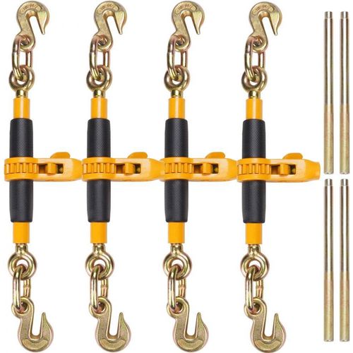 Kettenspanner mit Ratsche - 0,8-0,9 cm - Tragkraft 3220 kg - 4er Set - Spanngurte für Kettenzurrgurte
