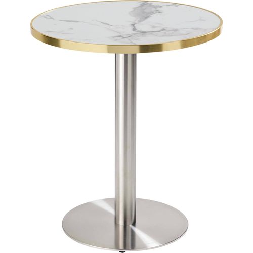 Runder Esstisch 60 cm weiße/goldene Marmorplatte und silberner Fuß - Oviala Montmartre