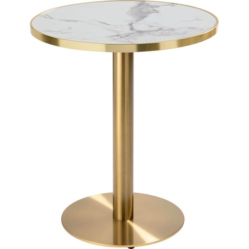 Runder Esstisch 60 cm, weiß/goldene Marmorplatte und goldene Beine - Oviala Montmartre