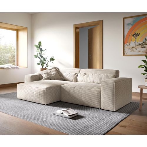 DELIFE Ecksofa Sirpio XL 270x170 cm Cord Beige Recamiere variabel