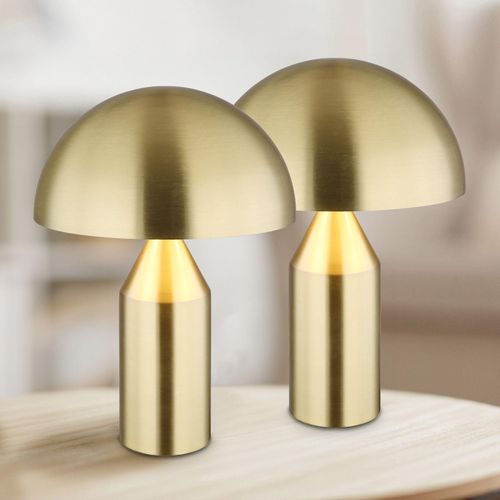 Nachttischlampe 2er Set Tischlampe Schlafzimmer Messing Tischleuchte