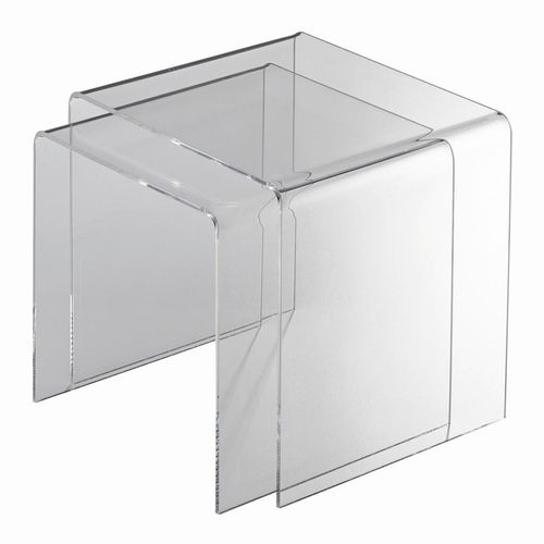 Satztisch , Klar , Kunststoff , 2-teilig , 33x36x40 cm , Wohnzimmer, Wohnzimmertische, Beistelltische