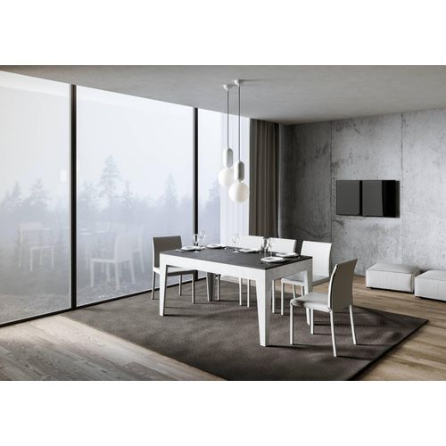 ITAMOBY - Ausziehtisch 160/220x90 cm Cico Mix Hauptplatte Effekt anthrazit gespachtelt Tischbasis Effekt weiß gespachtelt