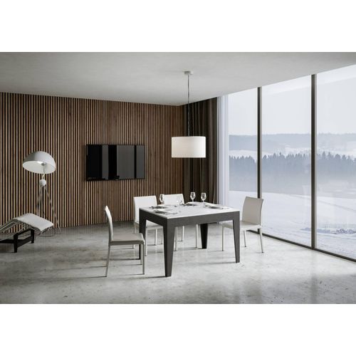 ITAMOBY - Ausziehtisch 120/180x90 cm Cico Mix Hauptplatte Effekt weiß gespachtelt Tischbasis Effekt anthrazit gespachtelt