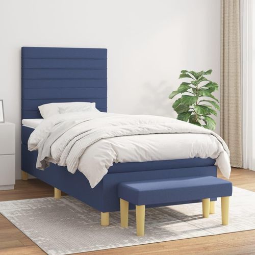 Ankonbej Boxspringbett mit Matratze Blau 100x200 cm Stoff Image