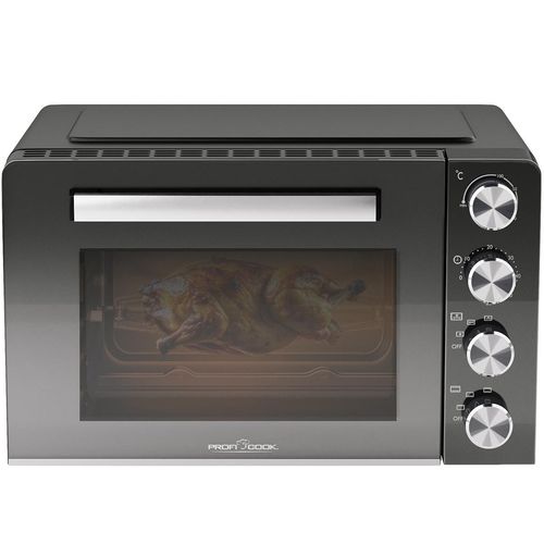 ProfiCook® Minibackofen 30L | Umluft + Ober-/Unterhitze | Mini Backofen mit Drehspieß und Pizzastein | Minibackofen mit Umluft | 1500W | PC MBG 1277
