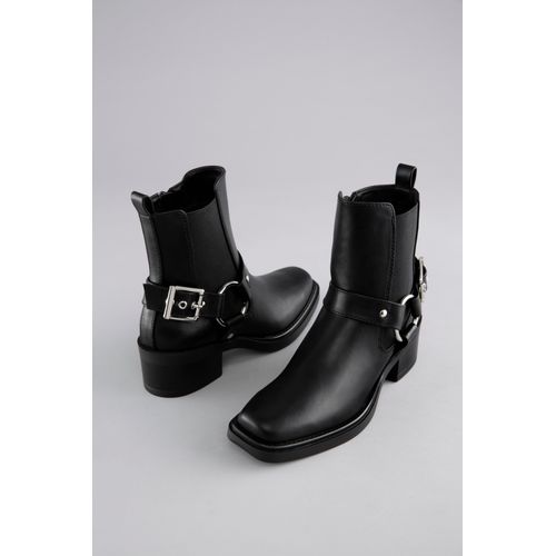 Westernstiefelette ANISTON SHOES, Damen, Gr. 39, schwarz, Lederimitat, Schuhe, Cowboyboots, Blockabsatz, in schmaler Form