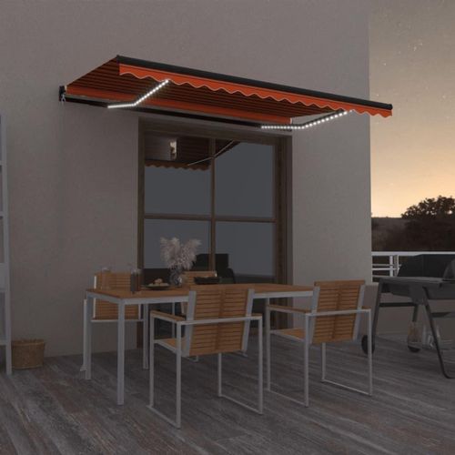 Gelenkarmmarkise Einziehbar mit LED 450x350 cm Orange und Braun , Markisen Design 2024 Image