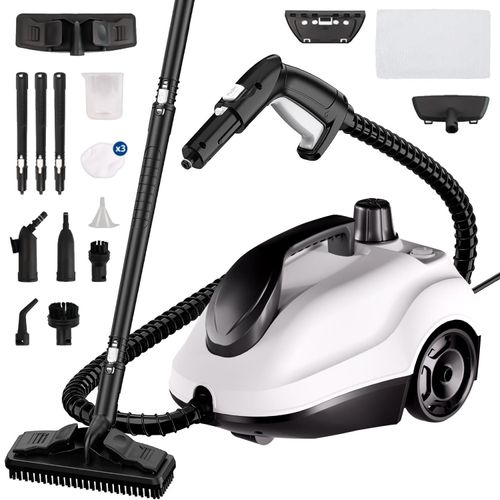 Dampfreiniger 2000W, max. 5 bar Dampfdruck, mit 19 Zubehör, 3-5 Min. Aufheizzeit, bis zu 160℃, 2L Tank, Dampfbesen für Teppiche, Fenster,Glas,Vorhänge