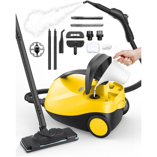Dampfreiniger 2000W, mobile Reinigungsmaschine mit 1,8L Tank und 19 Zubehörsätze,Dampfreiniger Handgerät,Reinigen Sie,polstermöbel,boden,fenster,auto