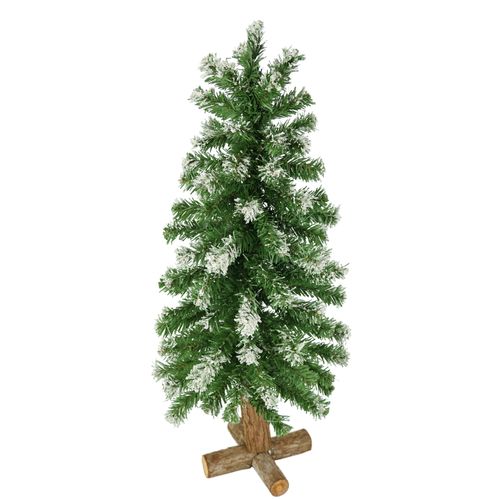 Künstlicher Weihnachtsbaum I.GE.A. "Tannenbaum", grün, weiß, B:20cm H:55cm Ø:20cm, Kunststoff, Weihnachtsbäume, Beschneit Mini Christbaum Holzständer Weihnachtsdeko mit Ständer