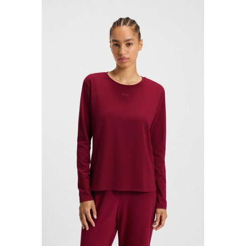 Langarmshirt BOSS, Herren, Gr. L, dunkelrot 602, Jersey, Obermaterial: 95% Baumwolle, 5% Elasthan, unifarben, Basic, regular fit, Rundhals, Shirts, mit Rundhalsausschnitt