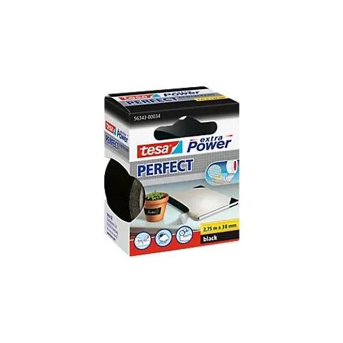 tesa Gewebeband extra Power Perfect Schwarz 38 mm (B) x 2,75 m (L) Kunststoff, Zellwollgewebe