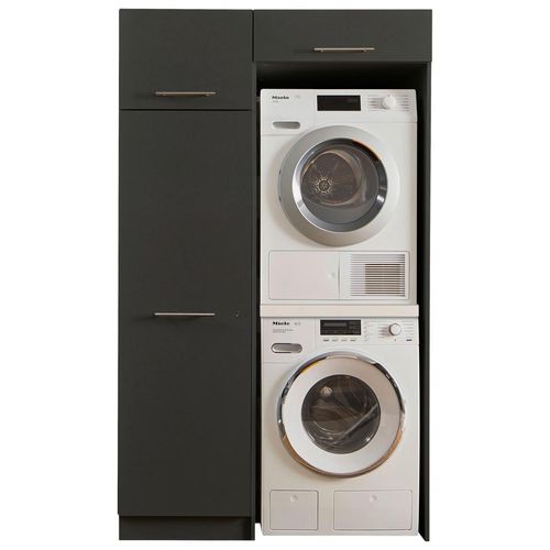 Hauswirtschaftsraum Laundreezy, Anthrazit, Holzwerkstoff, 117.5x200x67.5 cm, Waschküche, Hauswirtschaftsraum