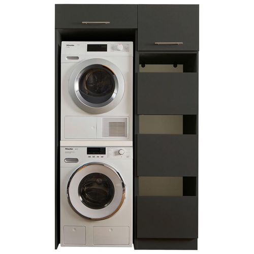 Hauswirtschaftsraum Laundreezy, Anthrazit, Holzwerkstoff, 117.5x200x67.5 cm, Waschküche, Hauswirtschaftsraum