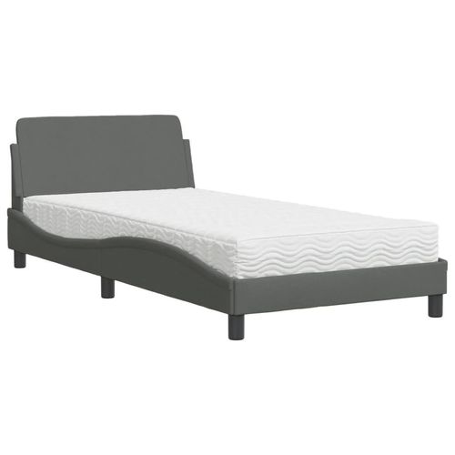 SYFAX™ Bett mit Matratze "Dover" Dunkelgrau 100x200 cm Stoff Image