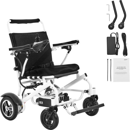 SucceBuy Elektrischer faltbarer Rollstuhl, 136 kg Tragkraft, 21 km Reichweite, E-Rollstuhl mit 53-cm-Sitz, ideal für Senioren und Menschen mit eingeschränkter Mobilität, einfach zu transportieren