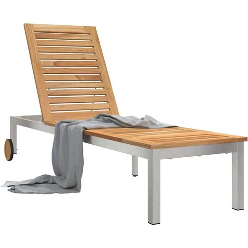 Sonnenliege 1-Person Braun 207 x 58 x 35cm Massivholz Akazie