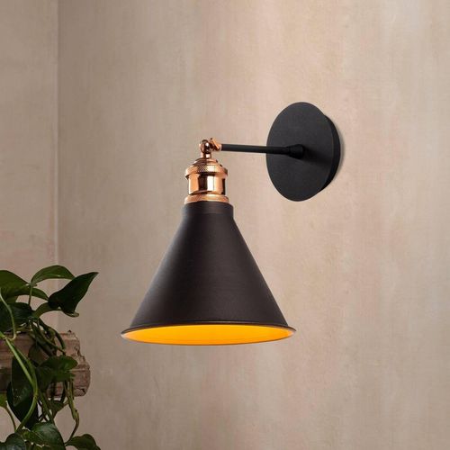 Wandleuchte Berceste, schwarz/gold, Metall, Höhe 29 cm