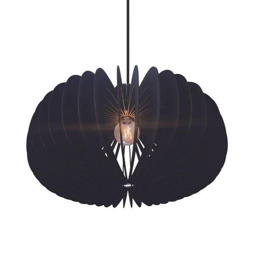 Pendelleuchte Hazo, Ø 65 cm, schwarz, Holz