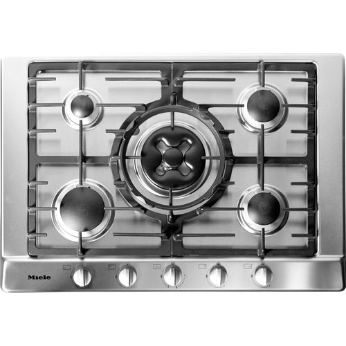 MIELE Gas-Kochfeld, silber (edelstahlfarben), B:75cm H:9cm T:52cm, Kochfelder, Mit 5 Brennern inkl. 1 Dual-Wok für besonders flexiblen Kochkomfort, Gaskochfeld
