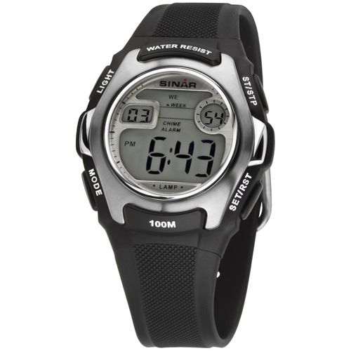 Chronograph SINAR, schwarz, Armbanduhren, Damen, Armbanduhr,Quarzuhr, Digitaluhr,Herrenuhr, Damenuhr,bis 10bar wasserd.