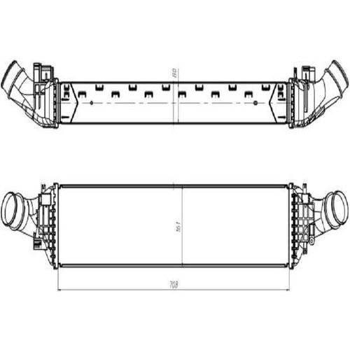 Ladeluftkühler Wärmetauscher-Prinzip 708 mm - 161 mm NRF für u.a. AUDI A6