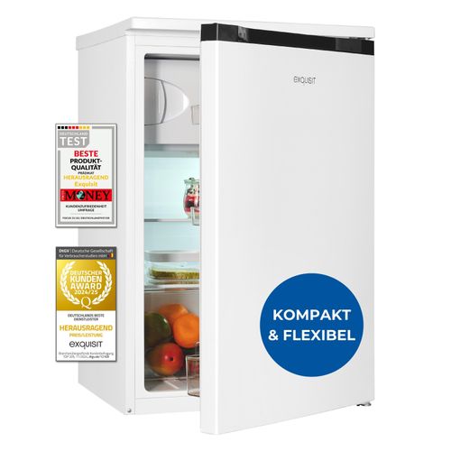 Exquisit Kühlschrank mit Gefrierfach, 107 Liter, 4-Sterne-Gefrierfach, 55 cm Breite, KS15-4-051C weiss