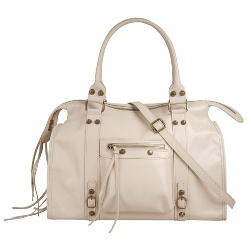 Shopper FORTY, Damen, Gr. B/H/T: 38cm x 25cm x 14cm onesize, beige, Leder, leicht glänzend, unifarben, Taschen, echt Leder, Made in Italy